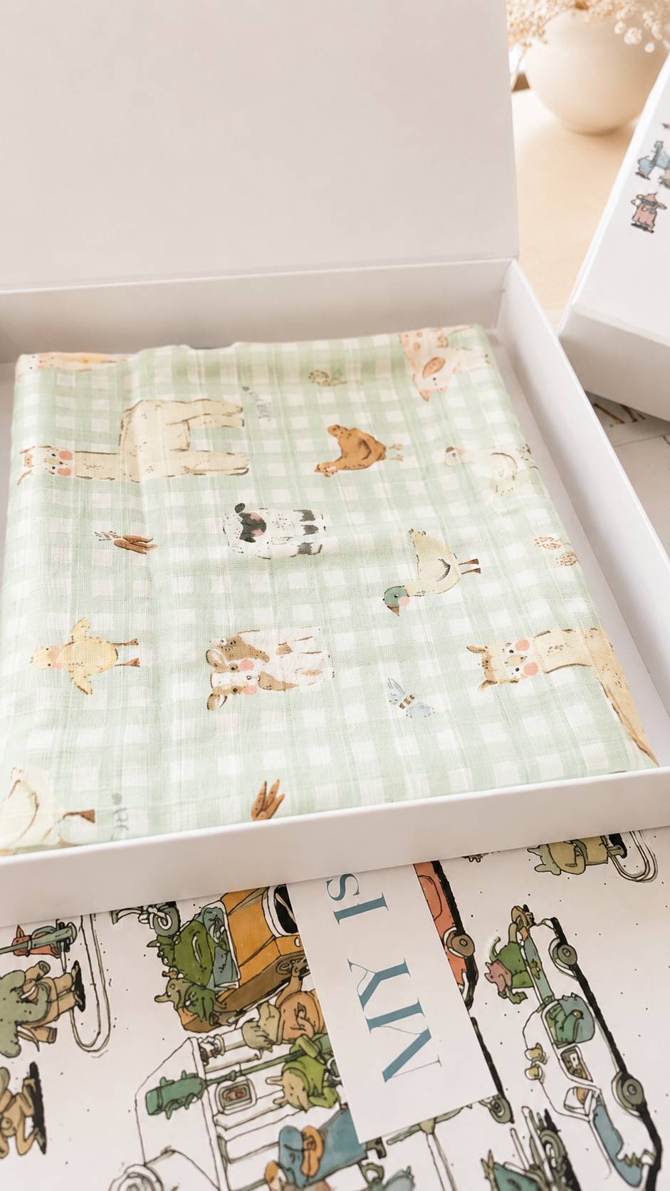 The Country Side (Checks) Swaddle Blanket