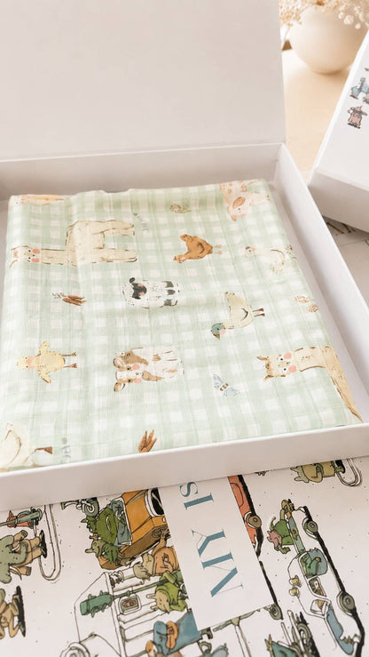 The Country Side (Checks) Swaddle Blanket